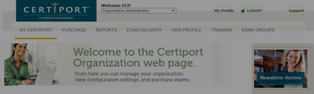 Certiport Testing Center Banner View